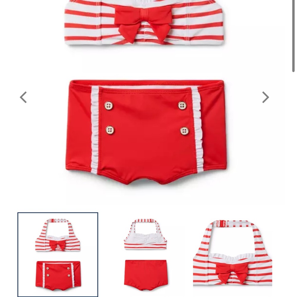 Janie and Jack Red and White Striped Bikini